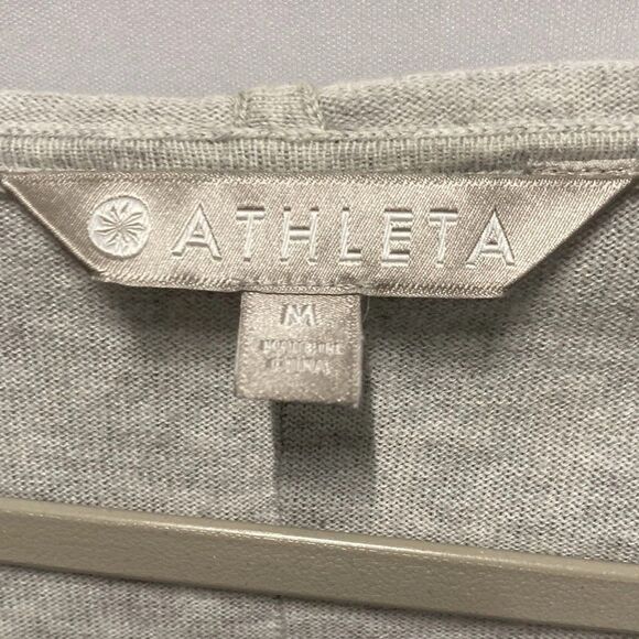 Athleta Hooded Cardigan Open Front Duster Light Grey Women’s Medium - Picture 6 of 12
